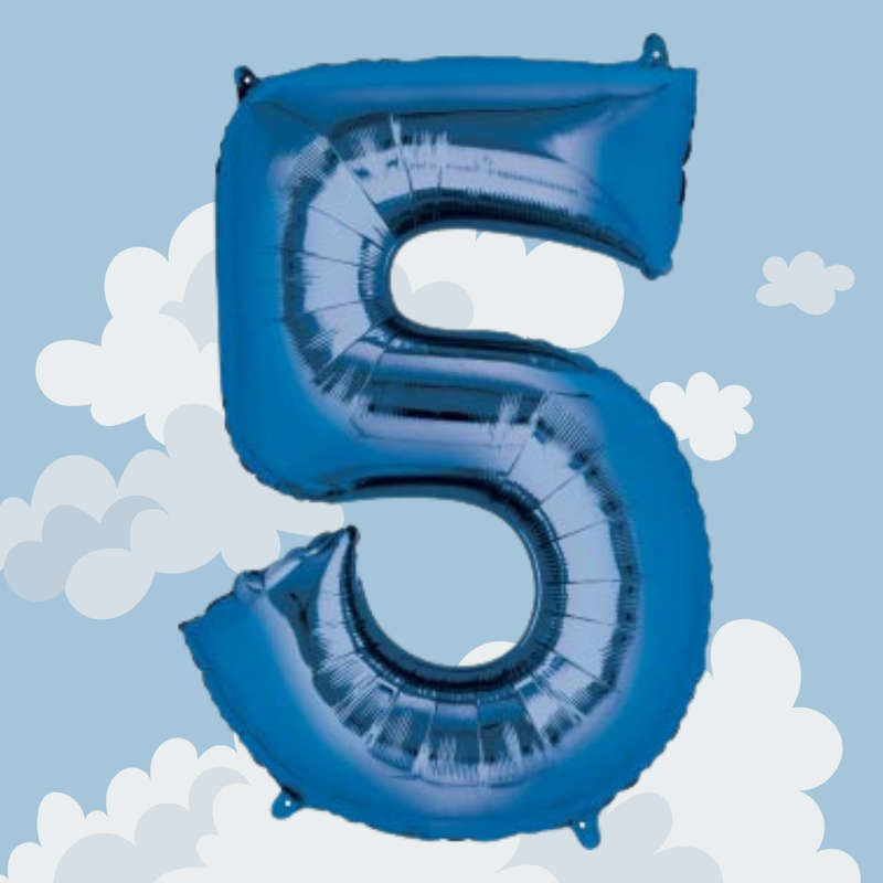 FOIL BALLOON  LARGE BLUE FIVE 5