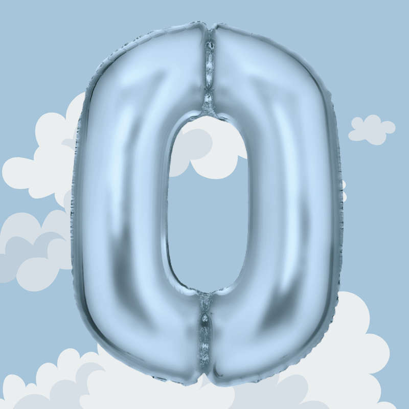FOIL BALLOON  LARGE PASTEL BLUE ZERO 0