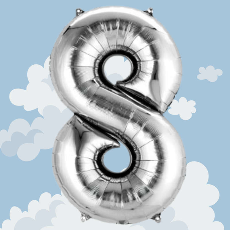 FOIL BALLOON  LARGE SILVER EIGHT 8