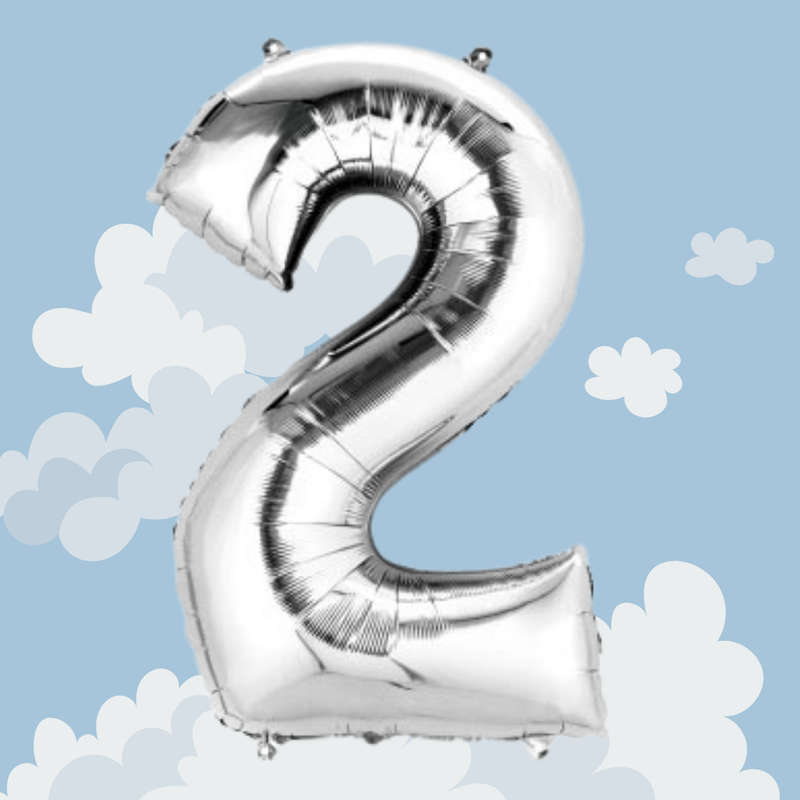 FOIL BALLOON  LARGE SILVER TWO 2