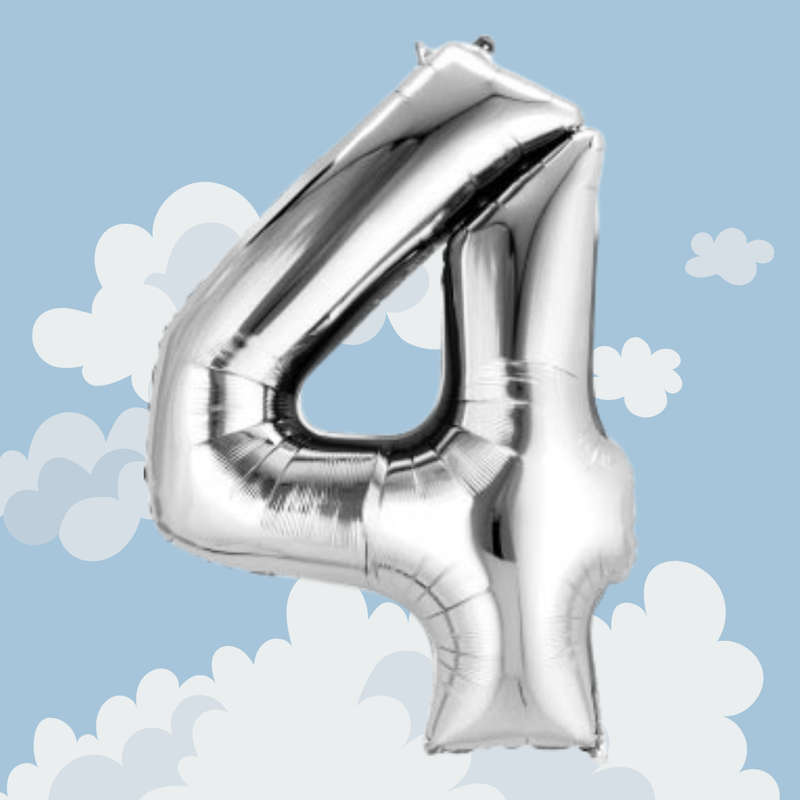 FOIL BALLOON  LARGE SILVER FOUR 4