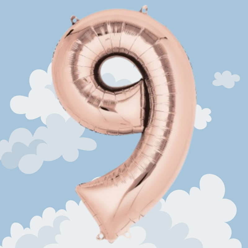 FOIL BALLOON  LARGE ROSE GOLD NINE 9