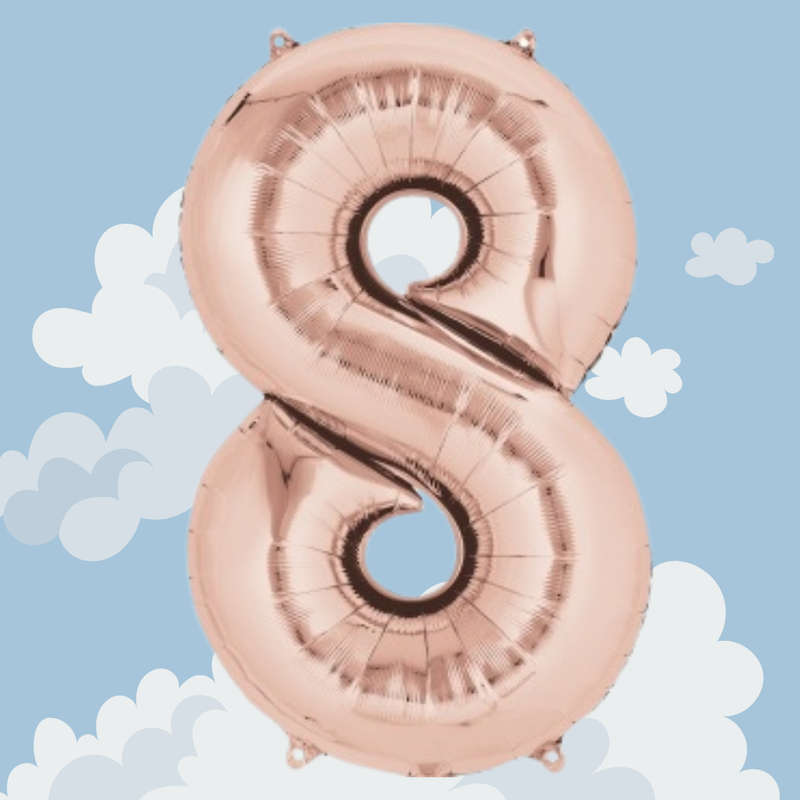 FOIL BALLOON  LARGE ROSE GOLD EIGHT 8