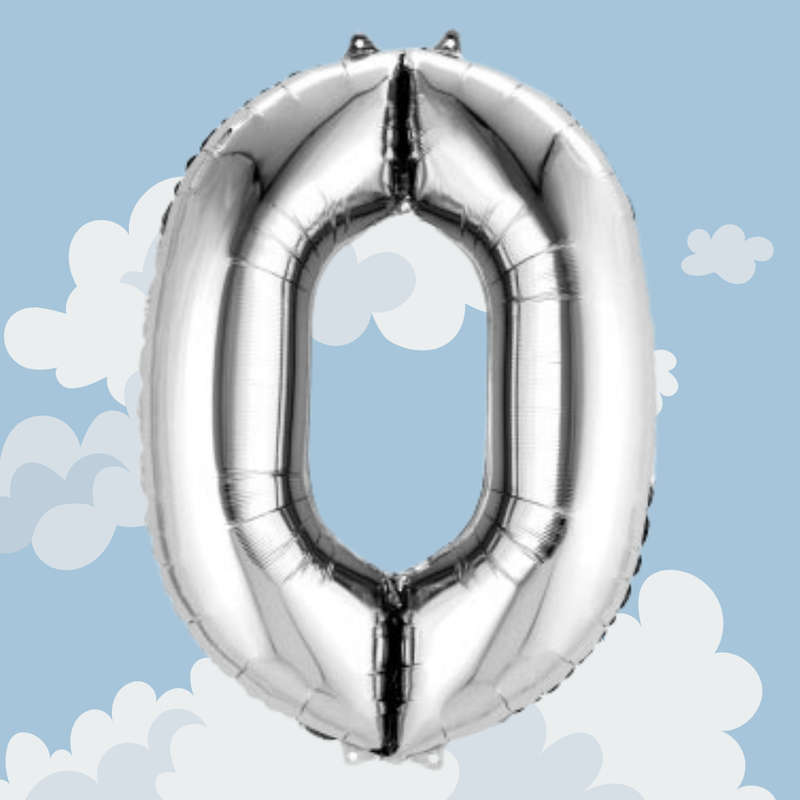 FOIL BALLOON  LARGE SILVER ZERO 0