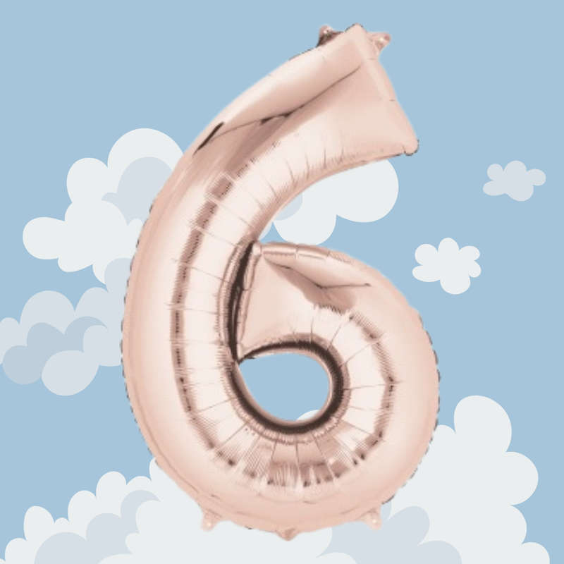 FOIL BALLOON  LARGE ROSE GOLD SIX 6