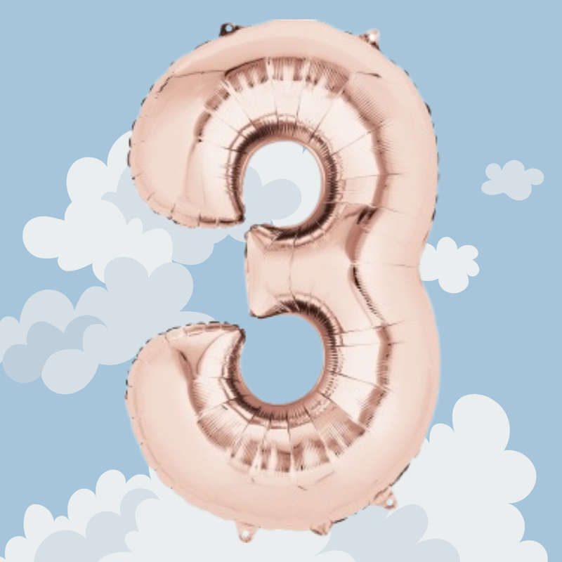 FOIL BALLOON  LARGE ROSE GOLD THREE 3