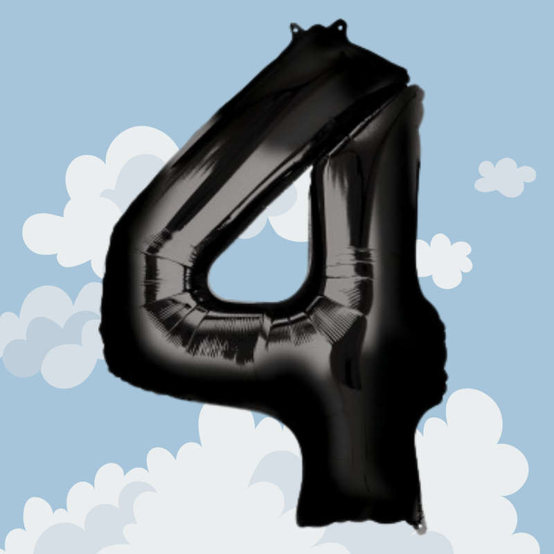 FOIL BALLOON  LARGE BLACK FOUR 4