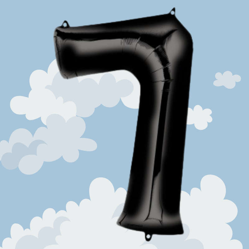 FOIL BALLOON  LARGE BLACK SEVEN 7