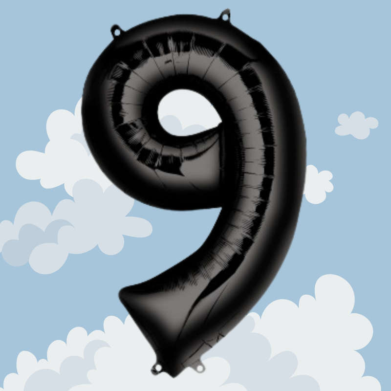 FOIL BALLOON  LARGE BLACK NINE 9
