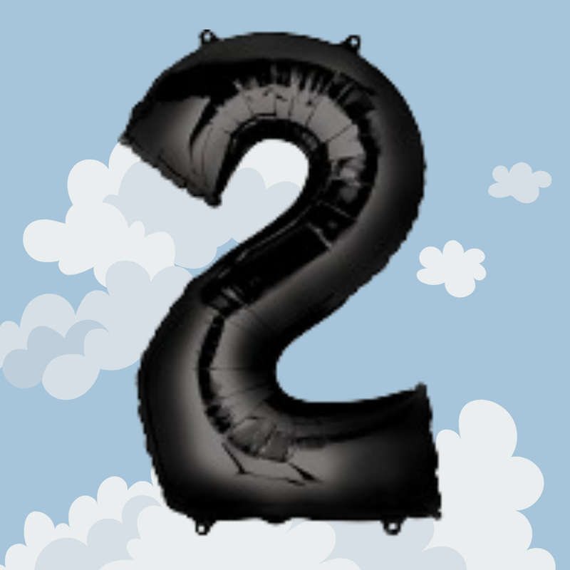FOIL BALLOON  LARGE BLACK TWO 2