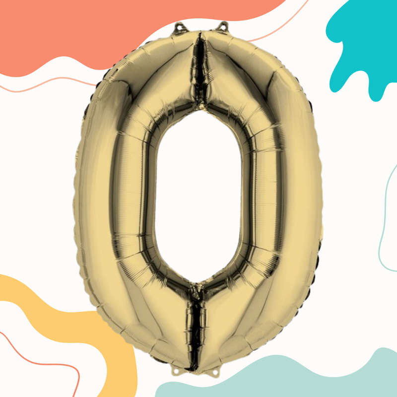 FOIL BALLOON  LARGE WHITE GOLD ZERO 0