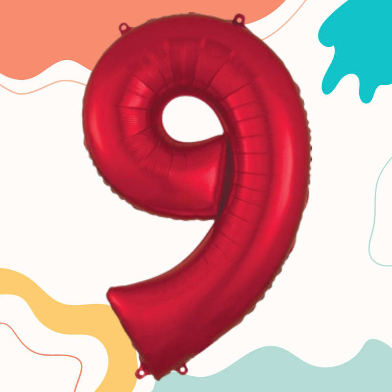 FOIL BALLOON  LARGE RED NINE 9