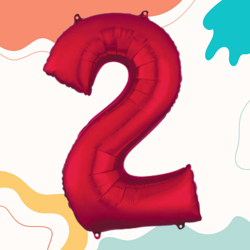 FOIL BALLOON  LARGE RED TWO 2