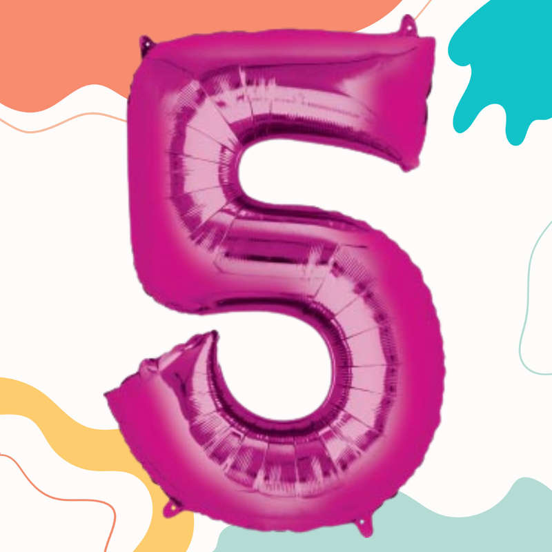 FOIL BALLOON  LARGE CERISE PINK FIVE 5