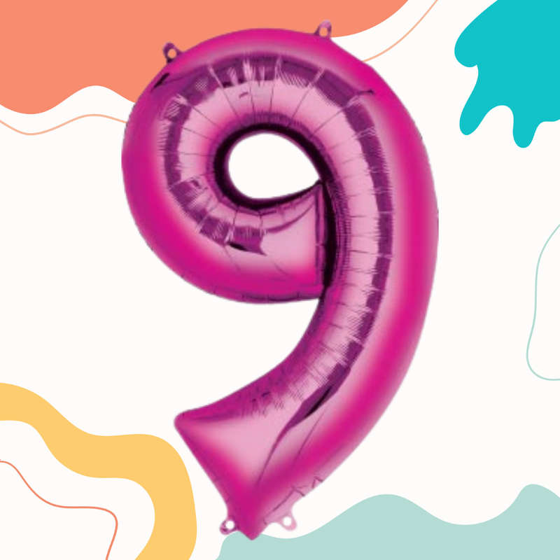 FOIL BALLOON  LARGE CERISE PINK NINE 9