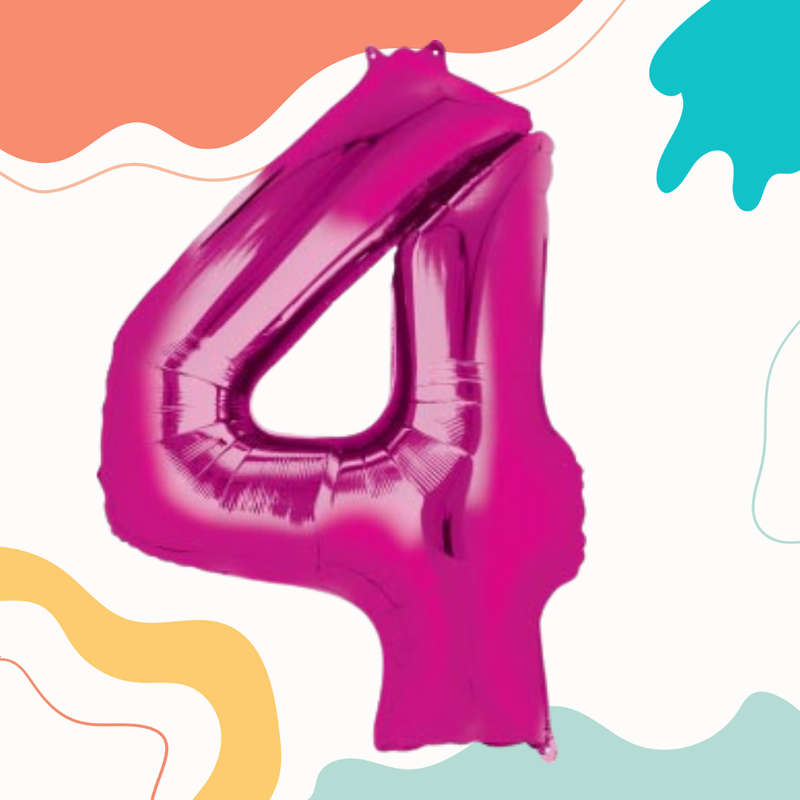 FOIL BALLOON  LARGE CERISE PINK FOUR 4