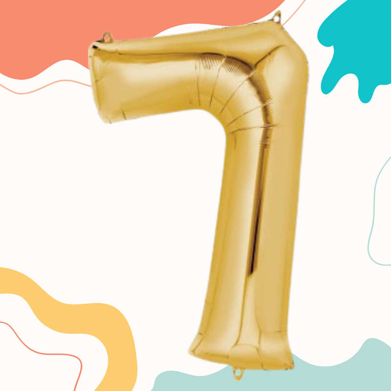 FOIL BALLOON  LARGE YELLOW GOLD SEVEN 7