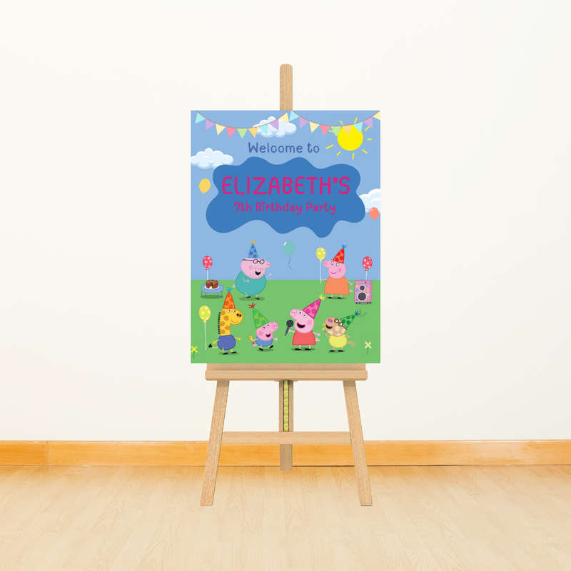 Welcome Board Peppa Pig Blue