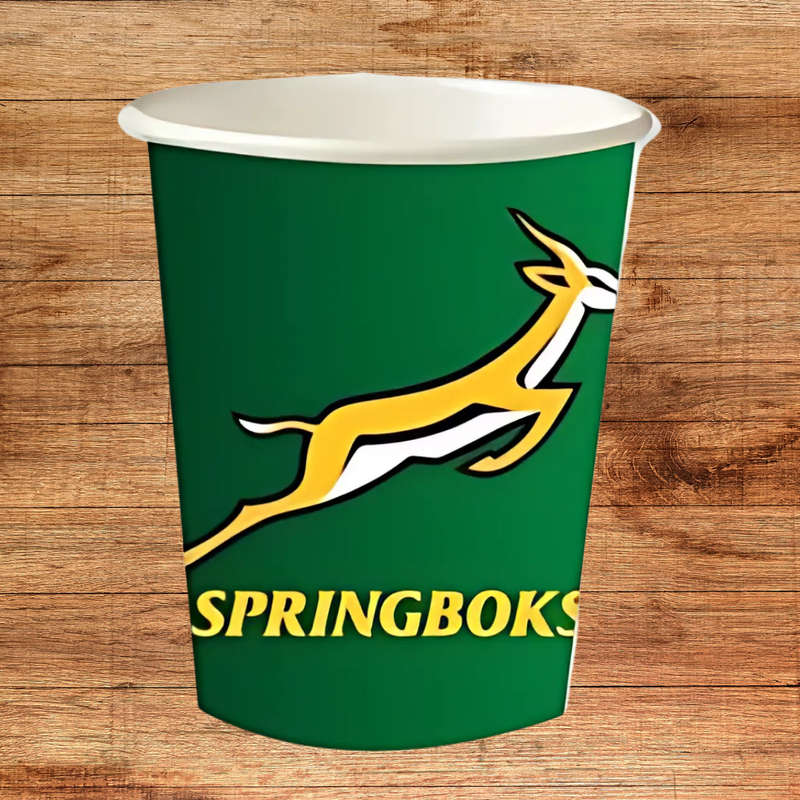 Springbok Themed Paper Cups  Pack of 8