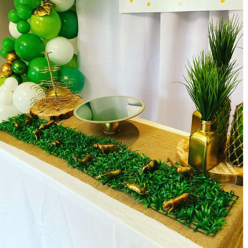 WILD ONE SAFARI JUNGLE PARTY DECOR V3 Rectangular Backdrop Balloon Garland Main Table