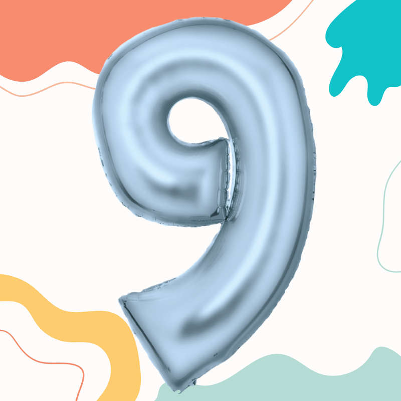 FOIL BALLOON  LARGE PASTEL BLUE NINE 9