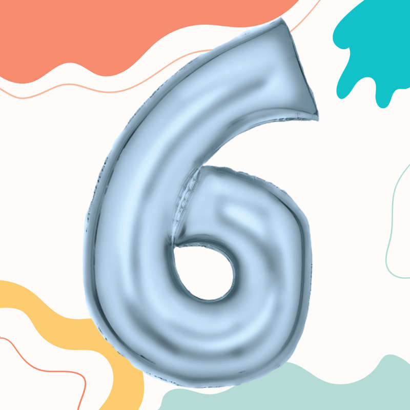 FOIL BALLOON  LARGE PASTEL BLUE SIX 6
