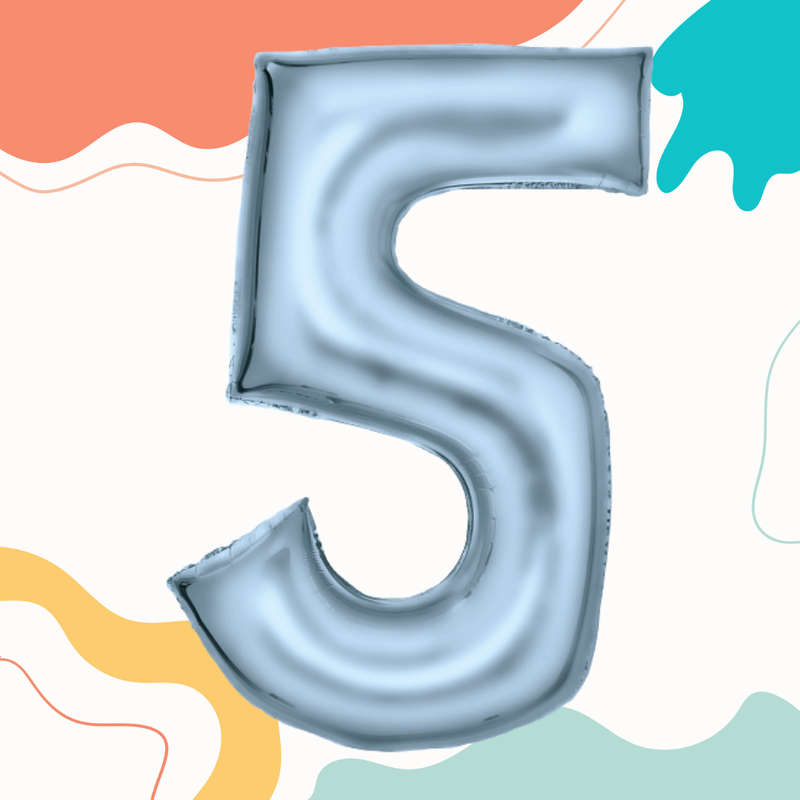 FOIL BALLOON  LARGE PASTEL BLUE FIVE 5