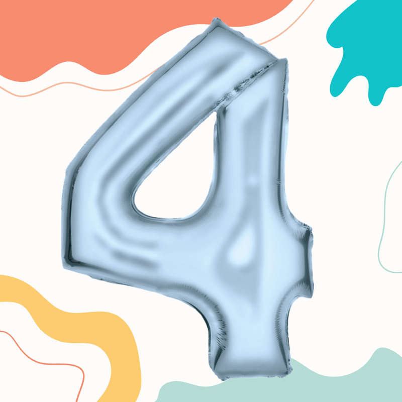FOIL BALLOON  LARGE PASTEL BLUE FOUR 4