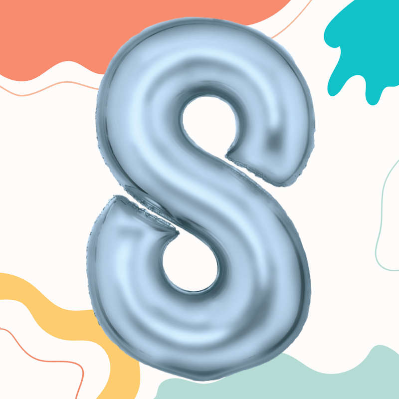 FOIL BALLOON  LARGE PASTEL BLUE EIGHT 8
