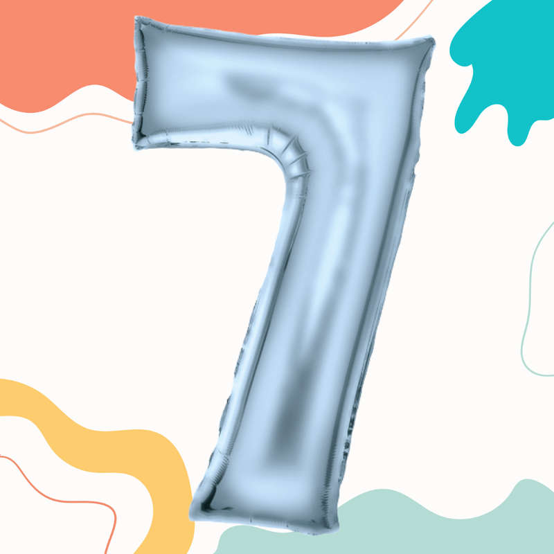 FOIL BALLOON  LARGE PASTEL BLUE SEVEN 7