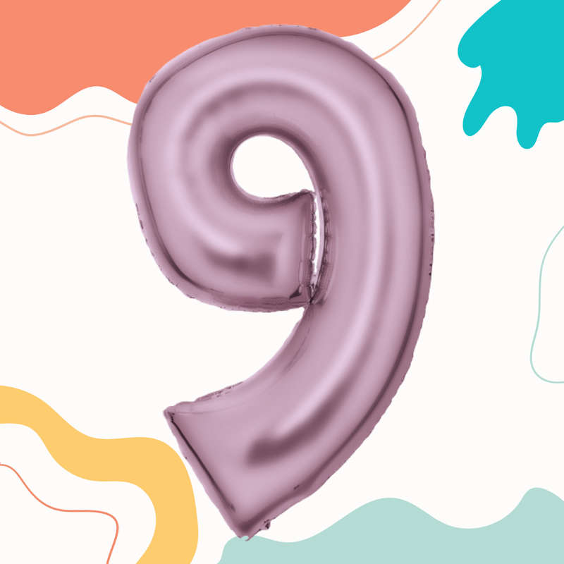 FOIL BALLOON  LARGE PASTEL PINK NINE 9