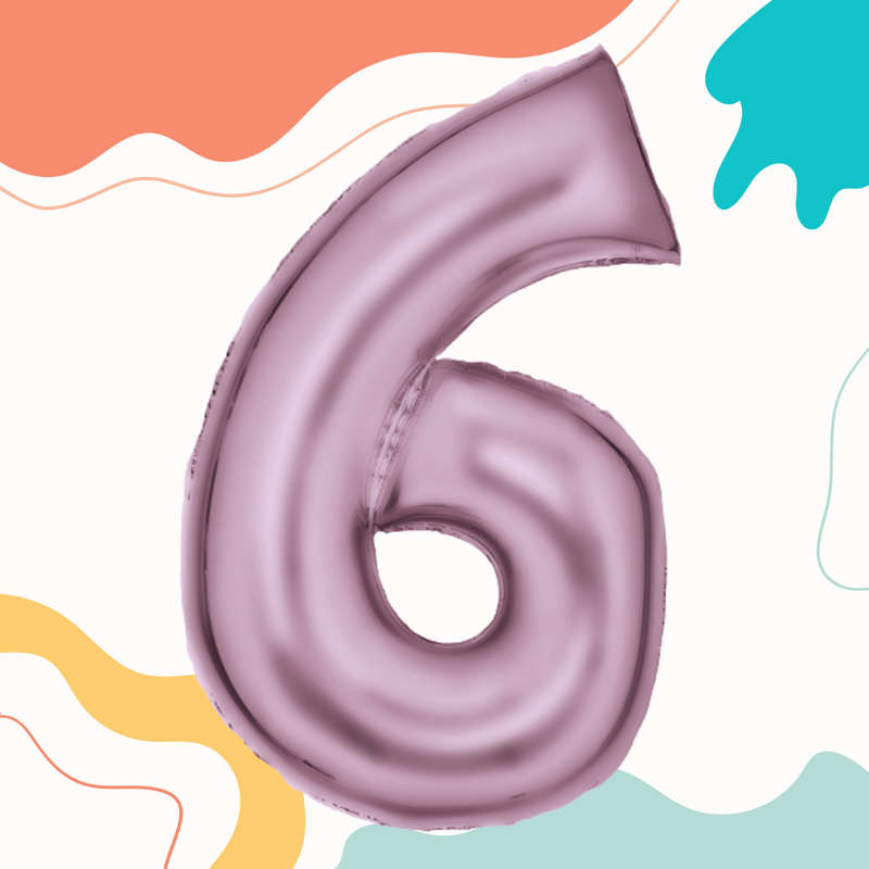 FOIL BALLOON  LARGE PASTEL PINK SIX 6