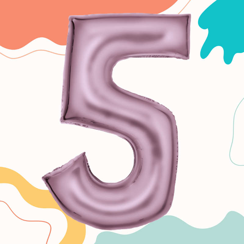 FOIL BALLOON  LARGE PASTEL PINK FIVE 5
