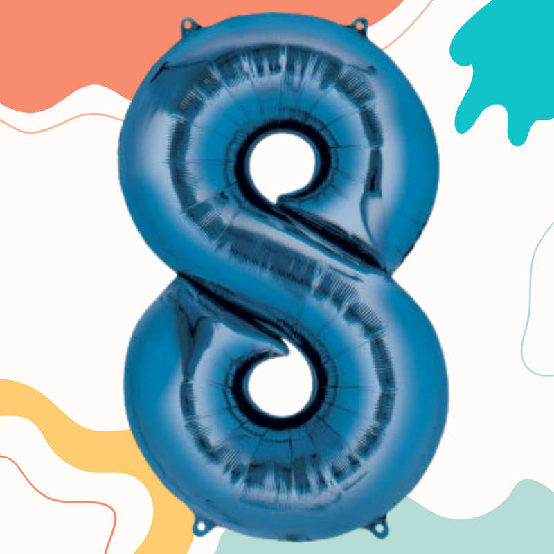 FOIL BALLOON  LARGE BLUE EIGHT 8