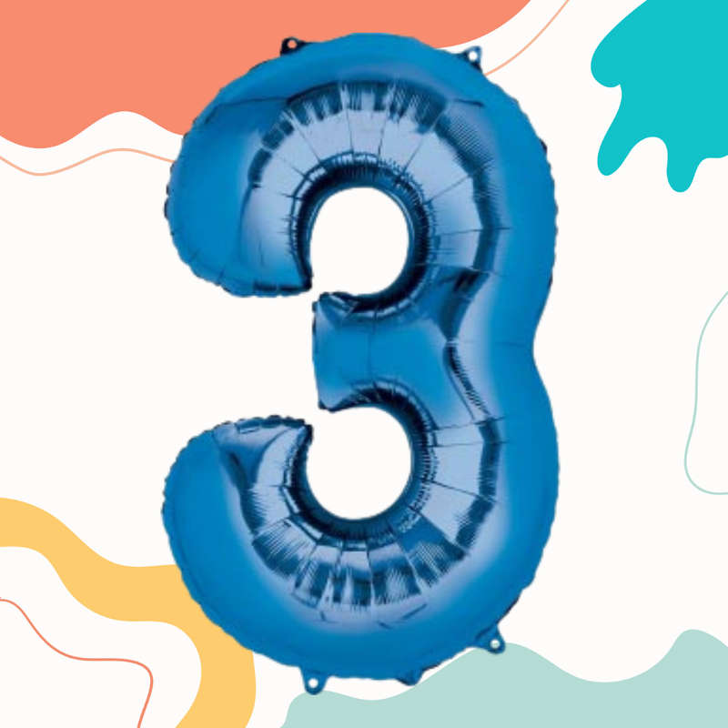 FOIL BALLOON  LARGE BLUE THREE 3