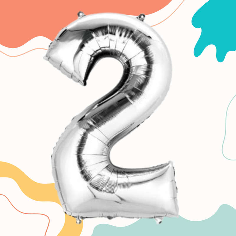 FOIL BALLOON  LARGE SILVER TWO 2