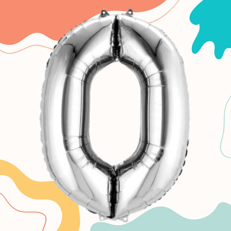FOIL BALLOON  LARGE SILVER ZERO 0