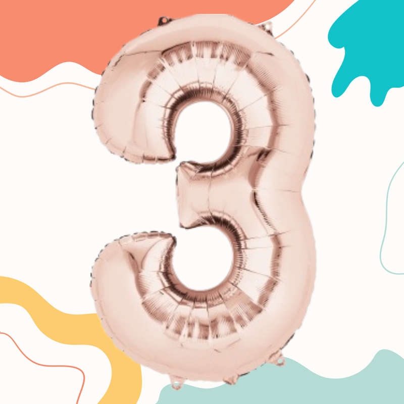 FOIL BALLOON  LARGE ROSE GOLD THREE 3