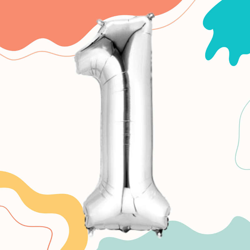 FOIL BALLOON  LARGE SILVER ONE 1