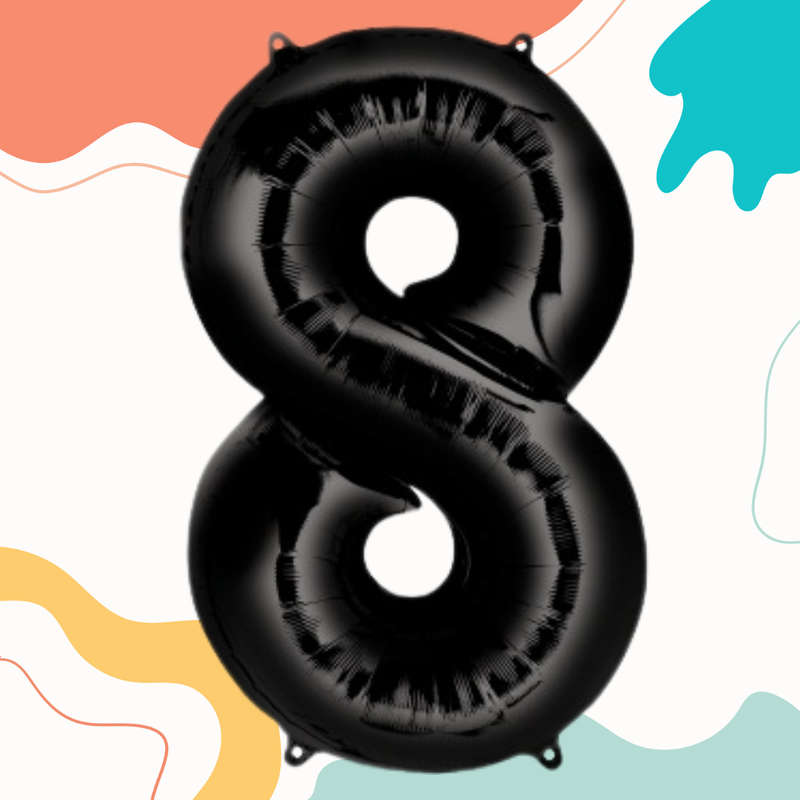 FOIL BALLOON  LARGE BLACK EIGHT 8