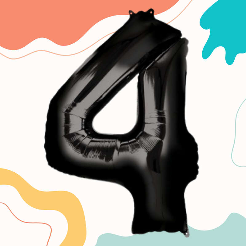 FOIL BALLOON  LARGE BLACK FOUR 4