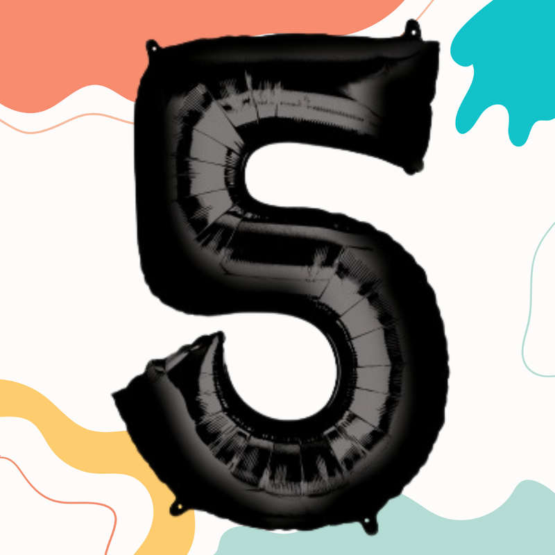 FOIL BALLOON  LARGE BLACK FIVE 5