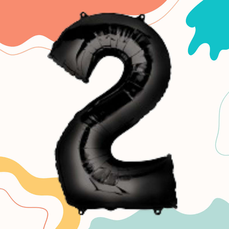 FOIL BALLOON  LARGE BLACK TWO 2