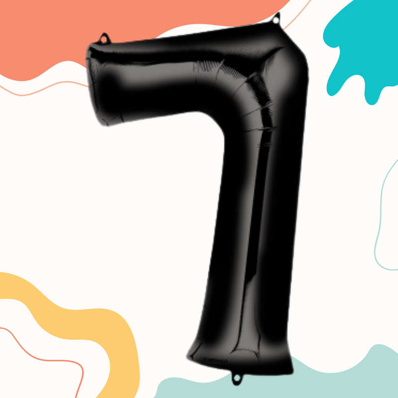 FOIL BALLOON  LARGE BLACK SEVEN 7