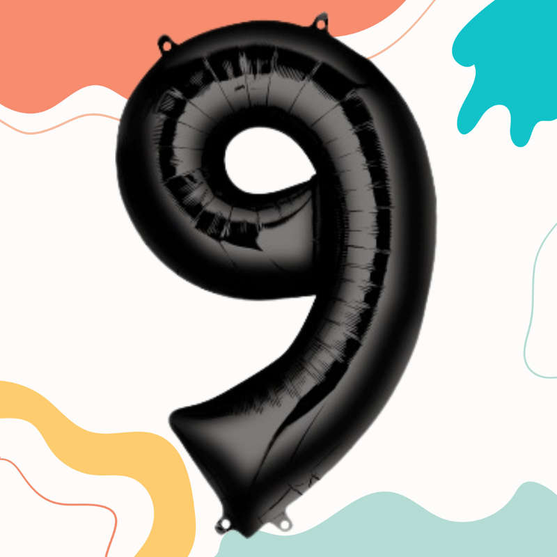 FOIL BALLOON  LARGE BLACK NINE 9