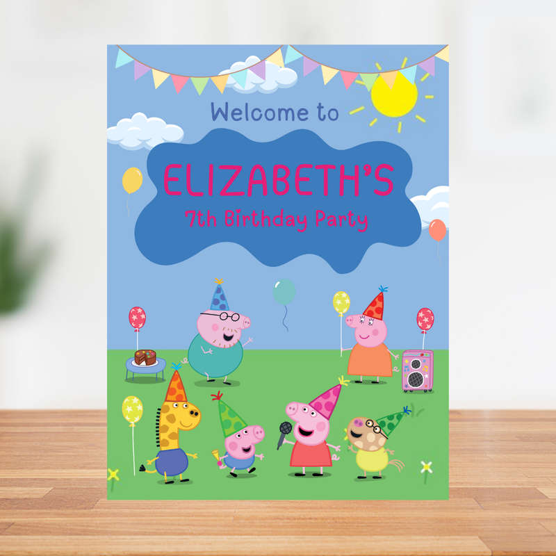 Welcome Board Peppa Pig Blue