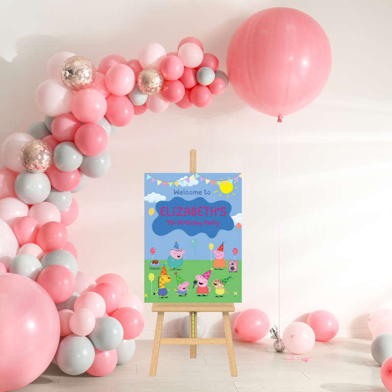 Welcome Board Peppa Pig Blue