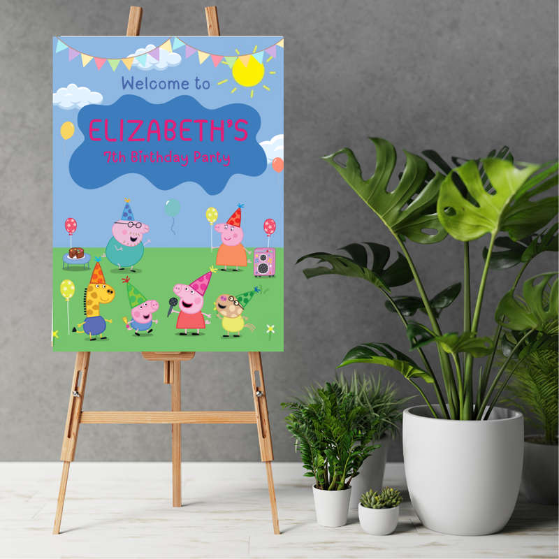 Welcome Board Peppa Pig Blue