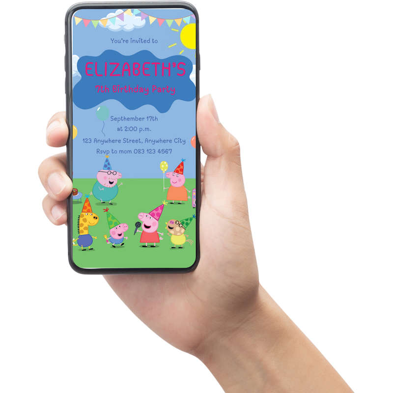 Digital Invite Peppa Pig Blue