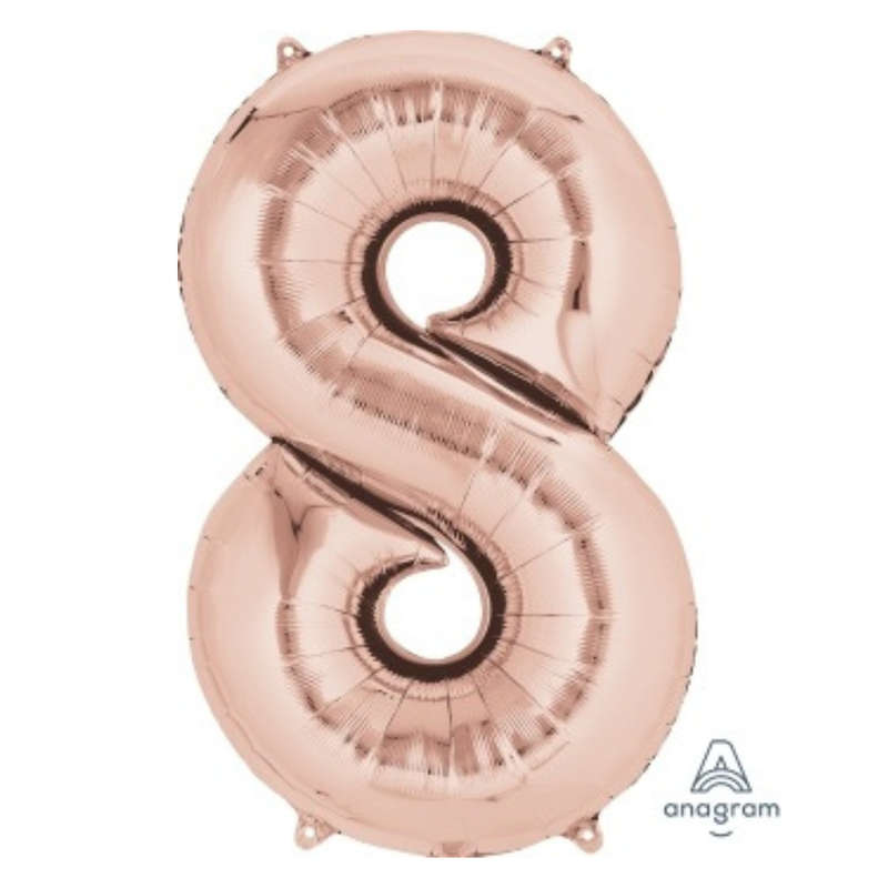 FOIL BALLOON  LARGE ROSE GOLD EIGHT 8